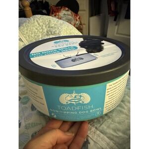 Toadfish 8 cup Non-Tipping Double Wall Dog Bowl Teal TG1321 NEW Pet Dish w/LID‎